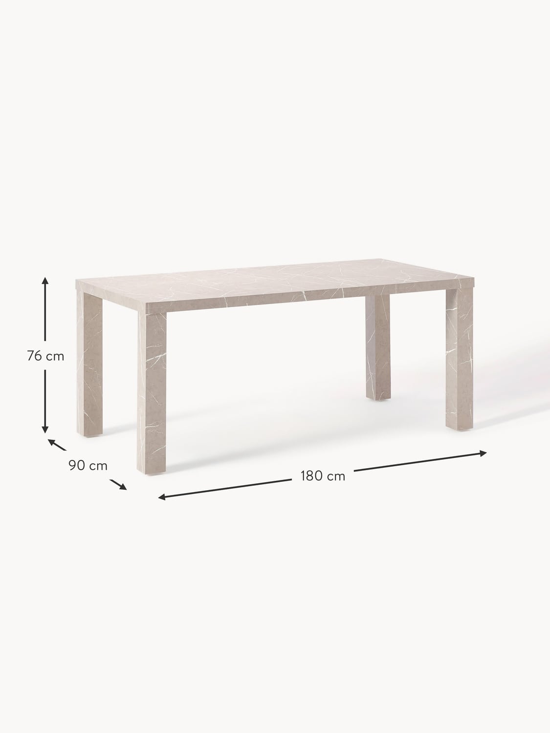 Cagno Marble Effect Dining Table, 180 X 90 cm