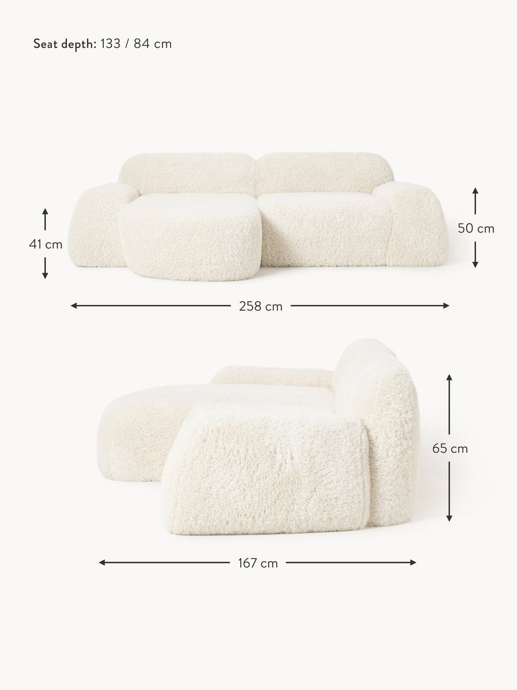 Bellara Modular Teddy Corner Sofa (3-seater)