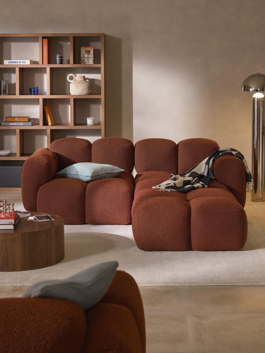 Valbrona Bouclé Modular Sofa (3-seater) with Ottoman (left/right)