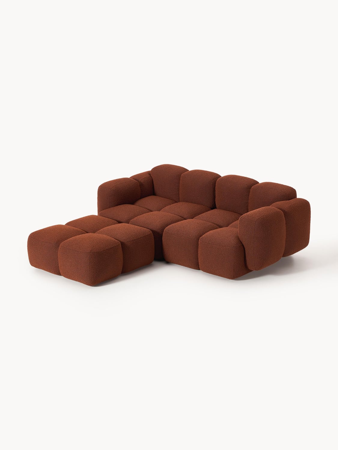 Valbrona Bouclé Modular Sofa (3-seater) with Ottoman (left/right)
