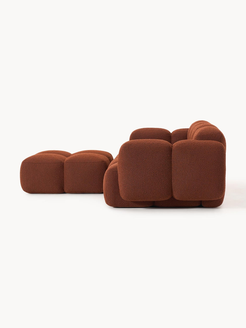 Valbrona Bouclé Modular Sofa (3-seater) with Ottoman (left/right)
