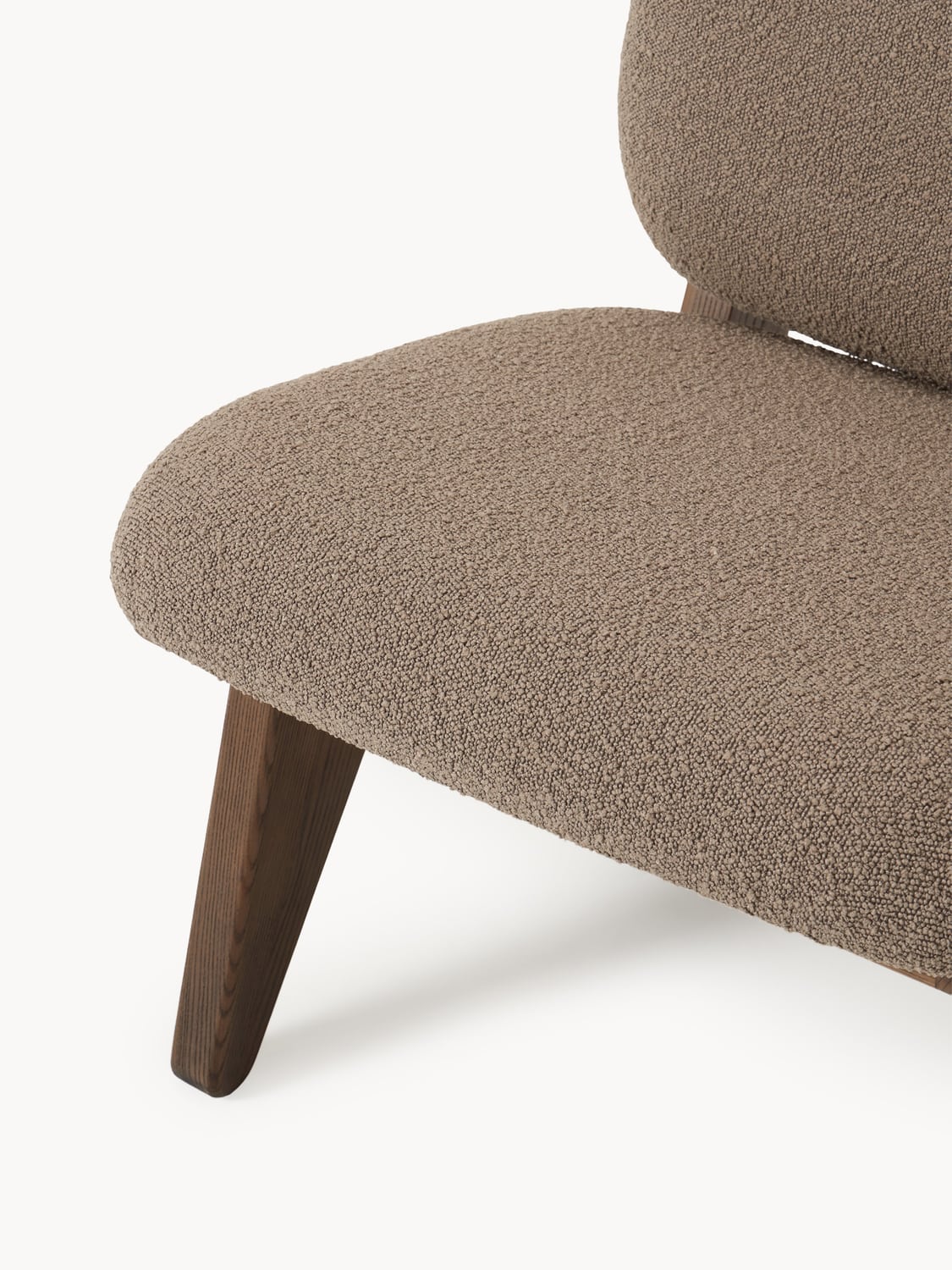 Brienno Ash Wood Lounge Chair with Bouclé Upholstery