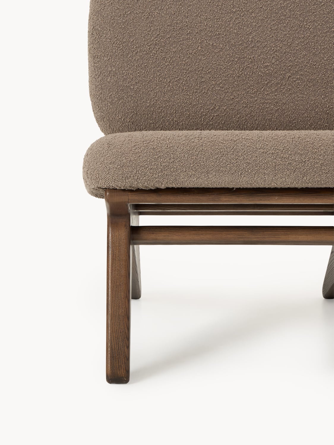 Brienno Ash Wood Lounge Chair with Bouclé Upholstery
