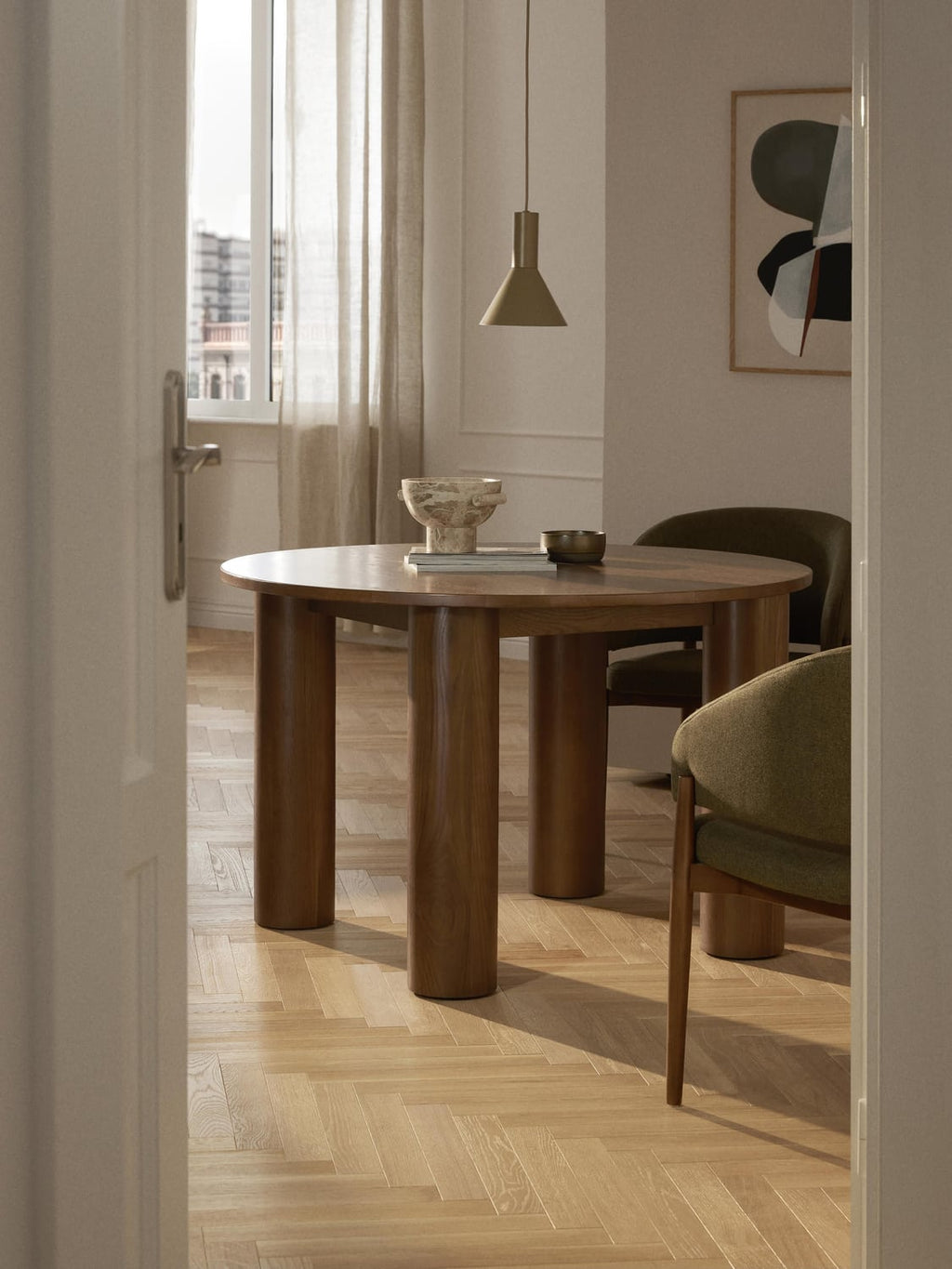 Sorico Round Oak Wood Dining Table, Ø 120 cm