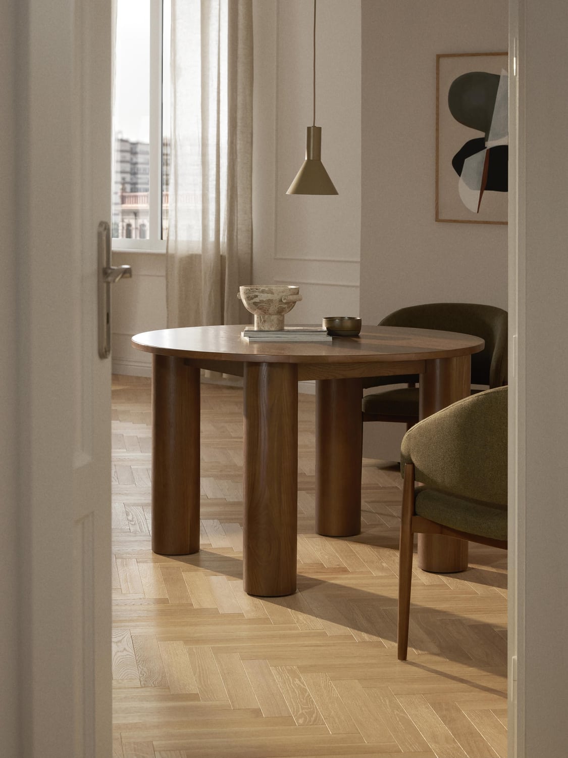 Sorico Round Oak Wood Dining Table, Ø 120 cm