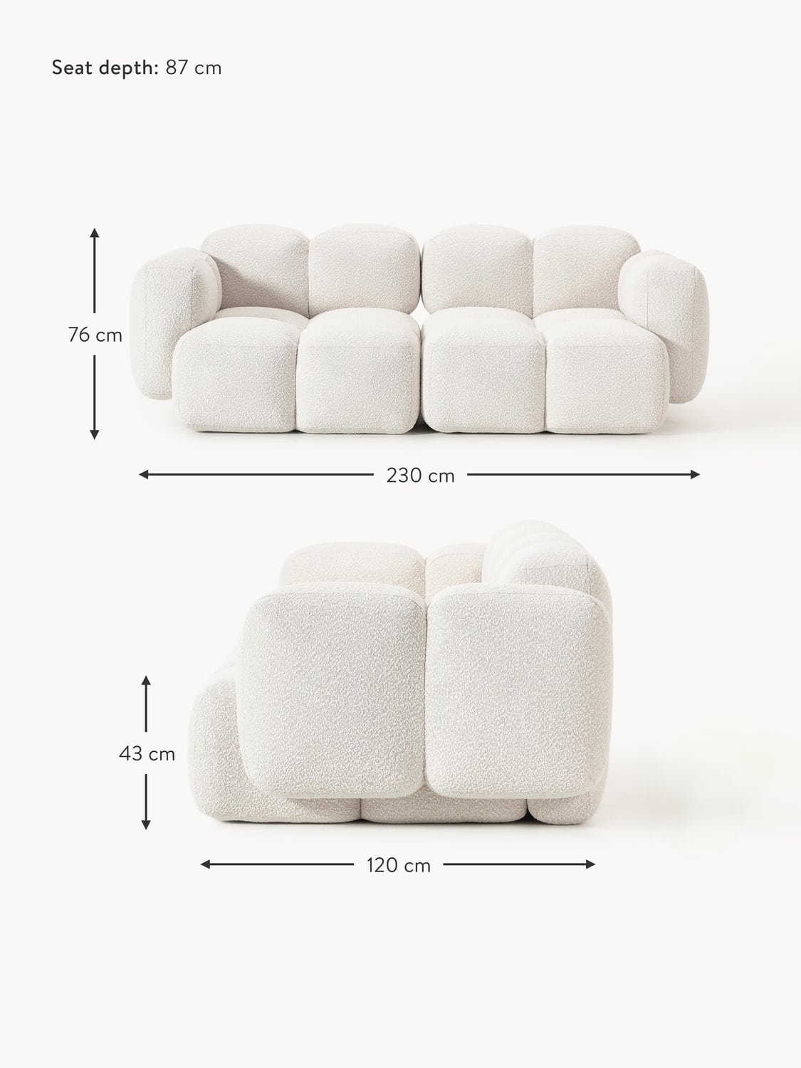 Valbrona Bouclé Modular Sofa (2-seater)
