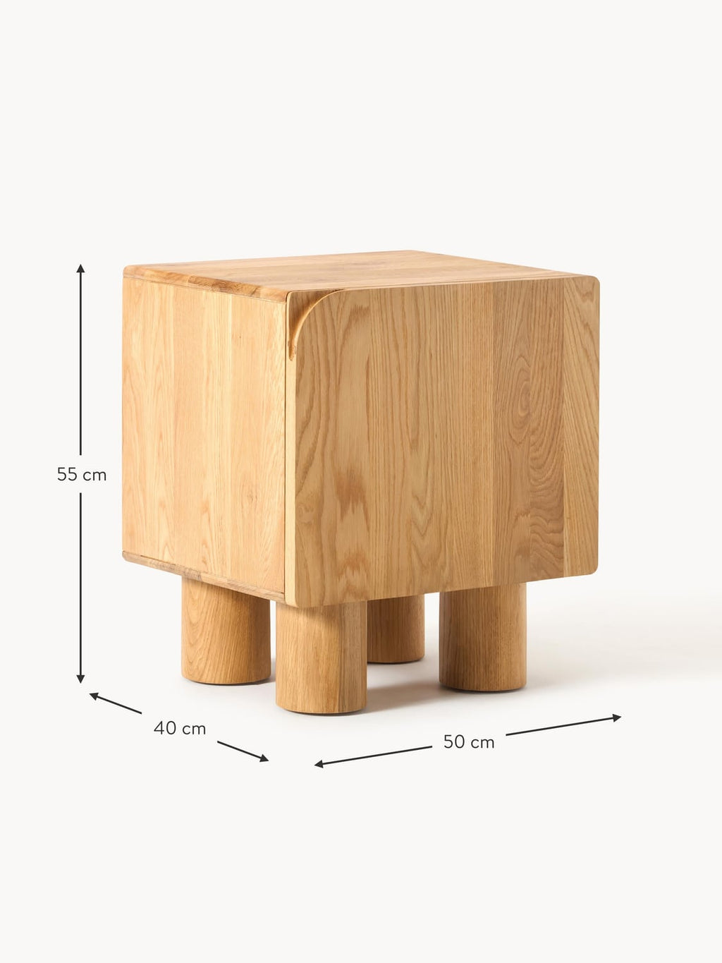Griante Oak Wood Bedside Table