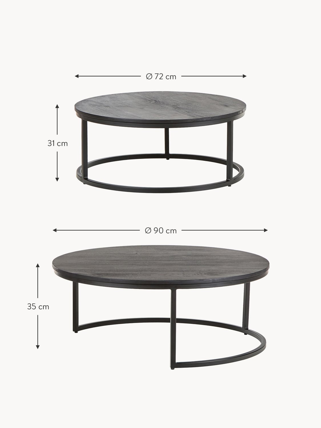 Blevio Round Mango Wood Coffee Tables (set of 2)