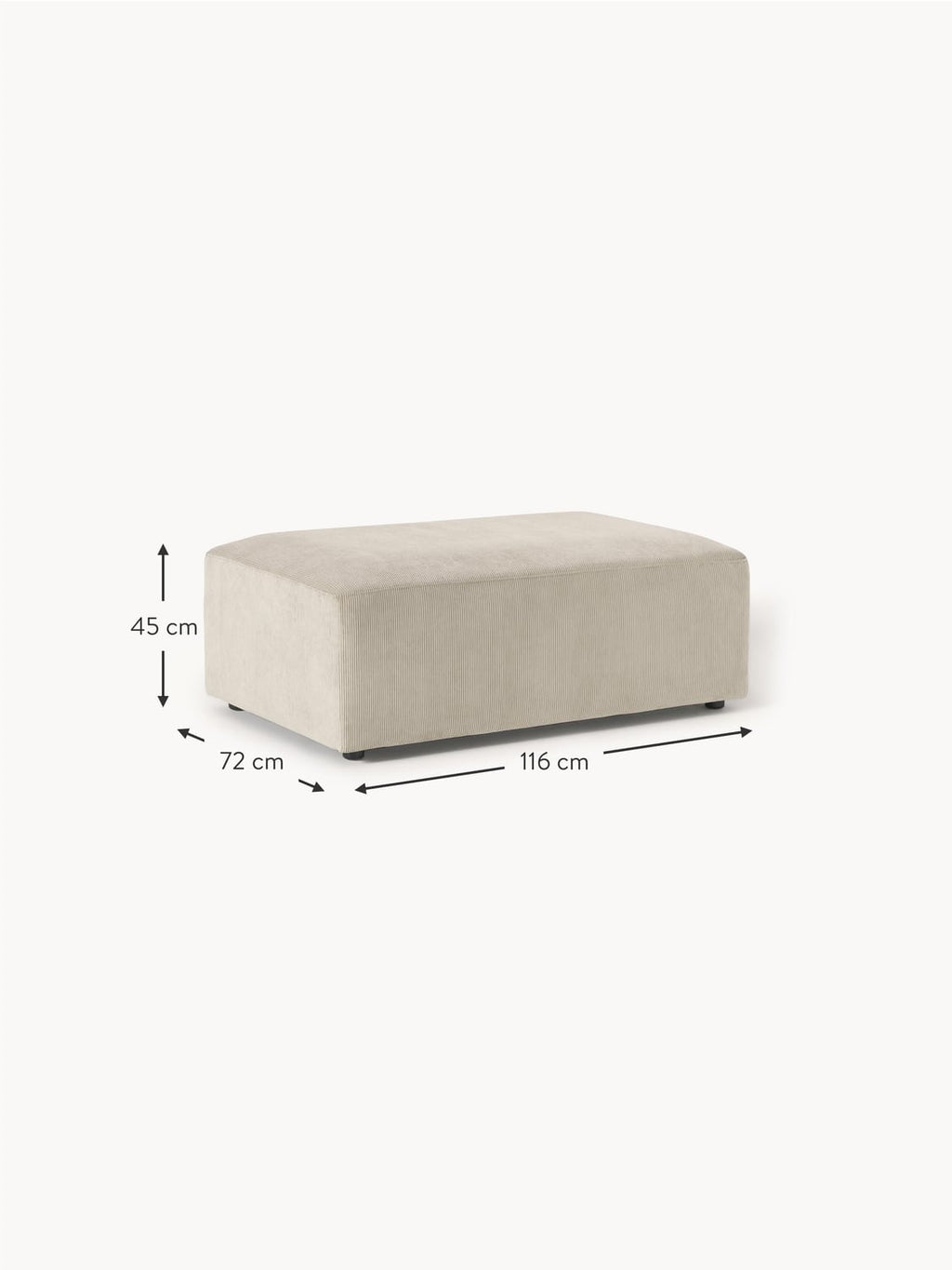 Gravedona Corduroy XL Ottoman, W 116 x D 72 cm