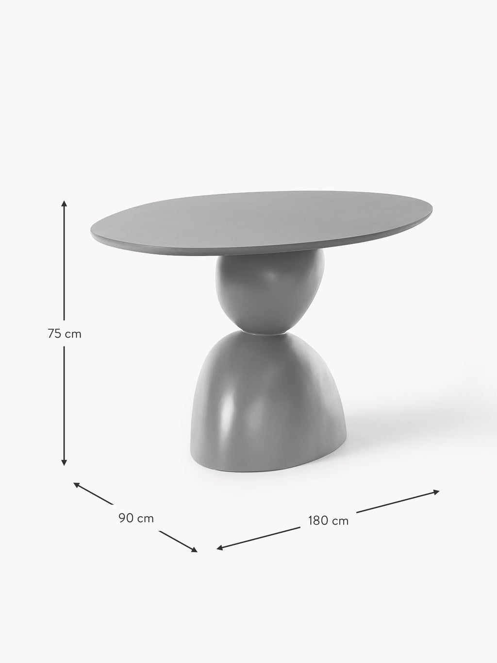 Pontelambro Oval Dining Table with Organic Design, 180 x 90 cm