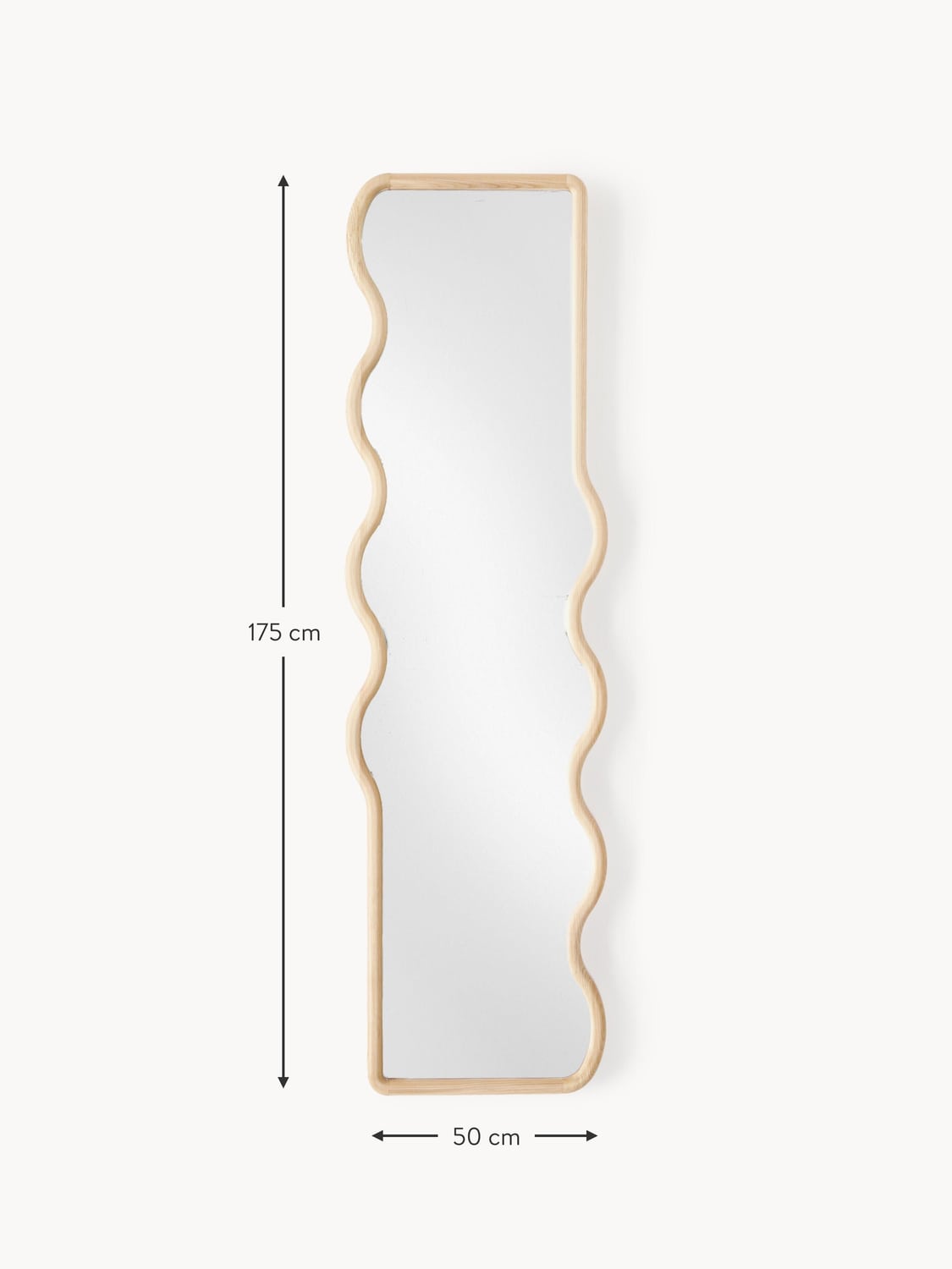 Lurate Wavy Wooden Full-Length Wall Mirror