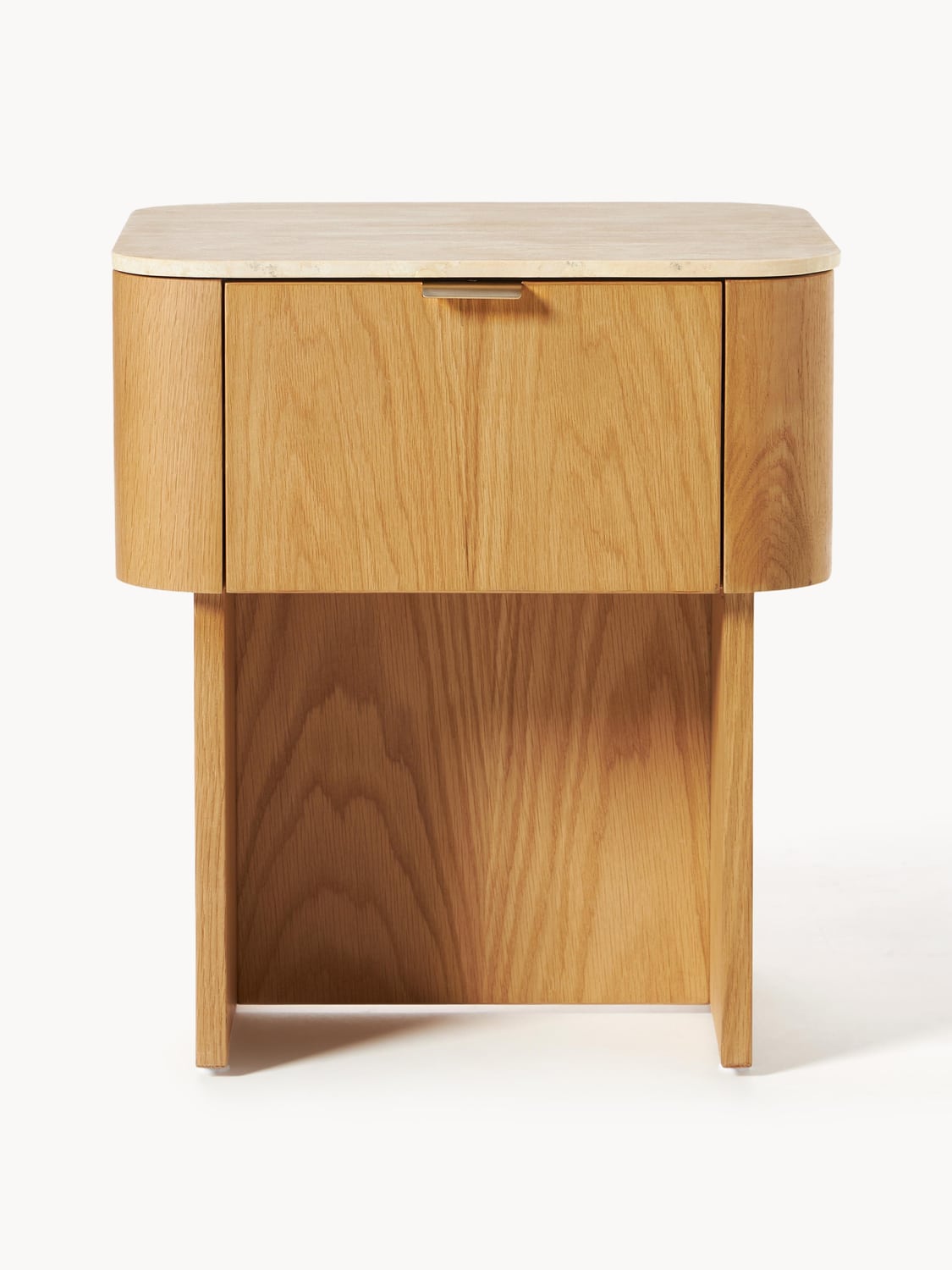 Cagno Wooden Bedside Table with Travertine Table Top