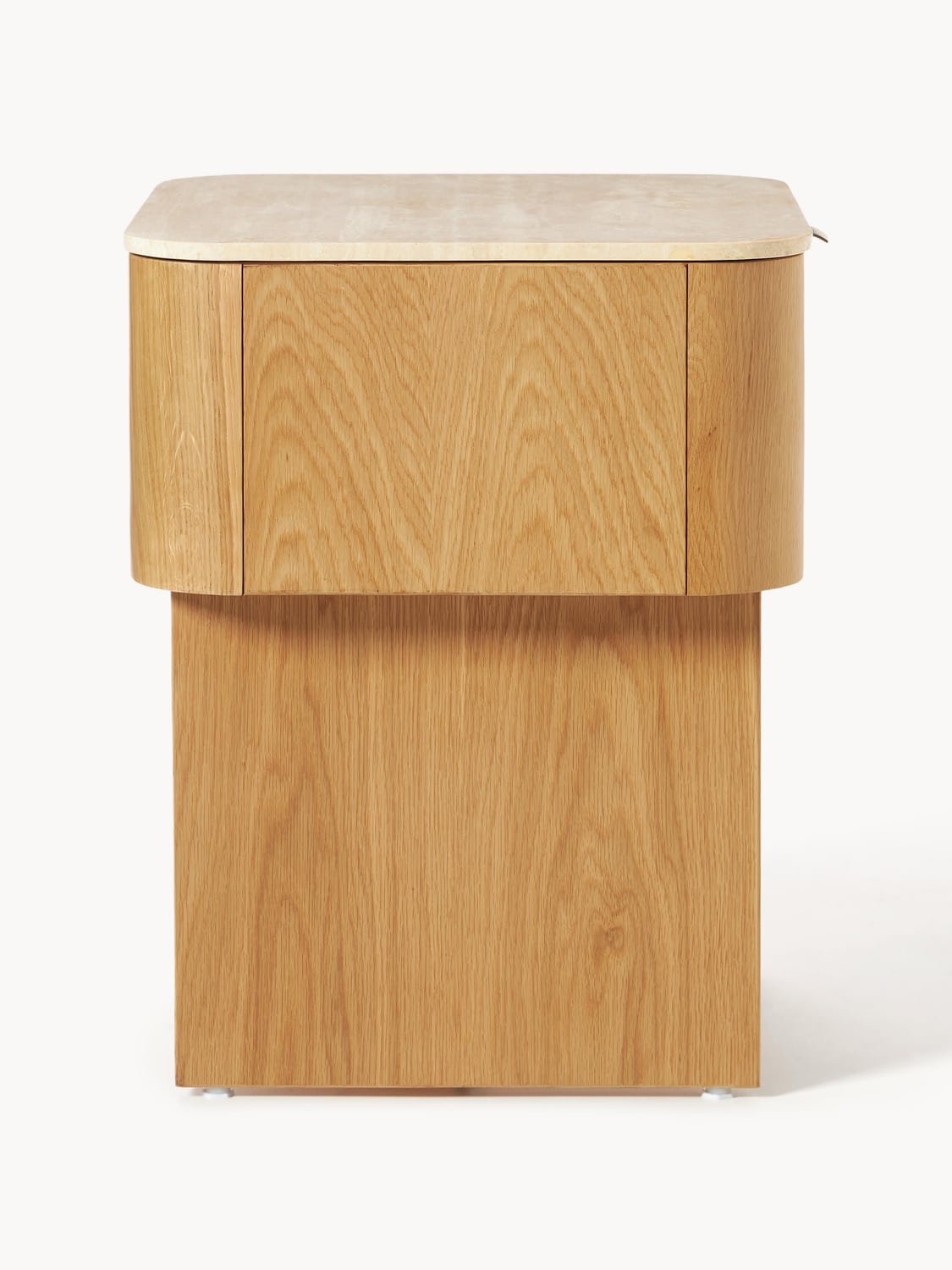 Cagno Wooden Bedside Table with Travertine Table Top