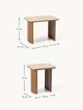 Rivolta Oak Wood Side Tables with Travertine Top (set of 2)