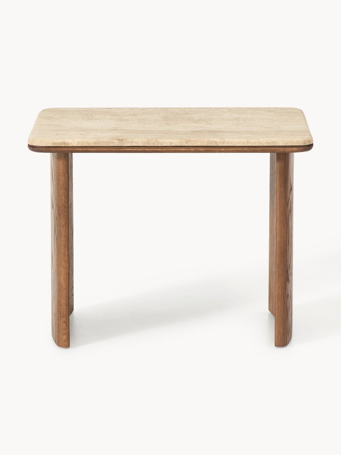 Rivolta Oak Wood Side Tables with Travertine Top (set of 2)