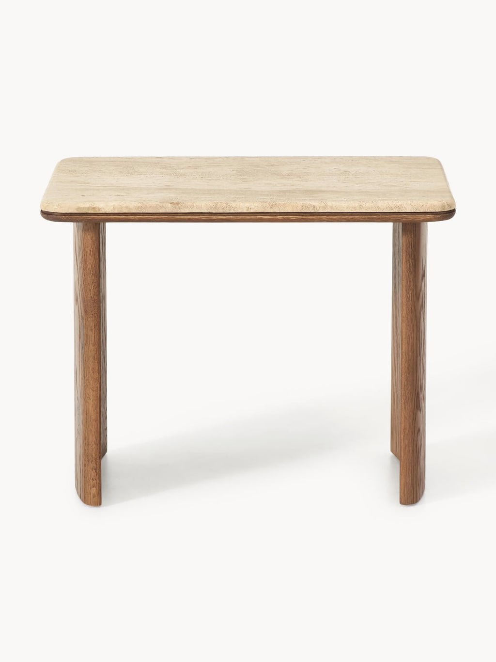 Rivolta Oak Wood Side Tables with Travertine Top (set of 2)