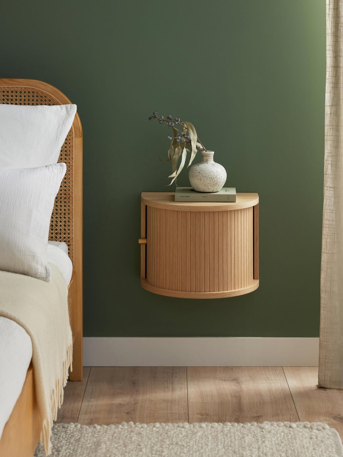 Zavattarello Wall-Mounted Bedside Table with Fluted Front