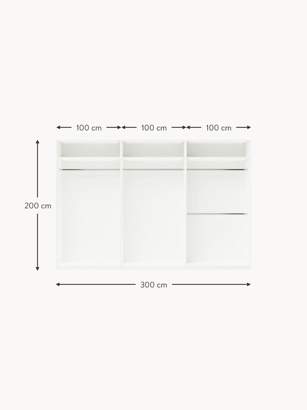 Dosso Modular Hinged Door Wardrobe, 300 cm Wide — available in several sizes