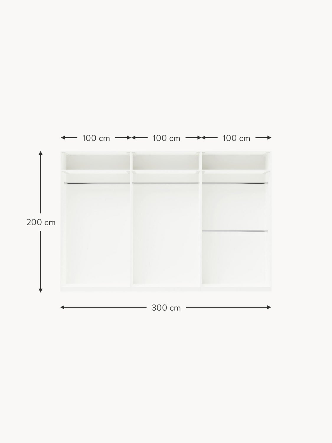 Dosso Modular Hinged Door Wardrobe, 300 cm Wide — available in several sizes