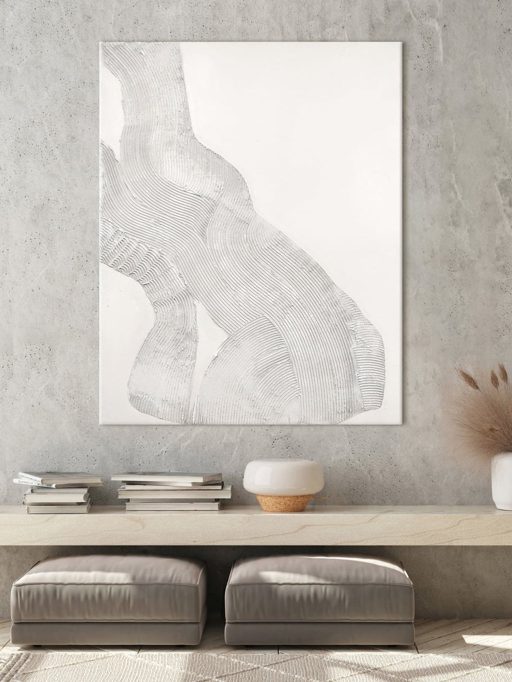 Tavordo Hand-Painted Canvas Art White Sculpture 1