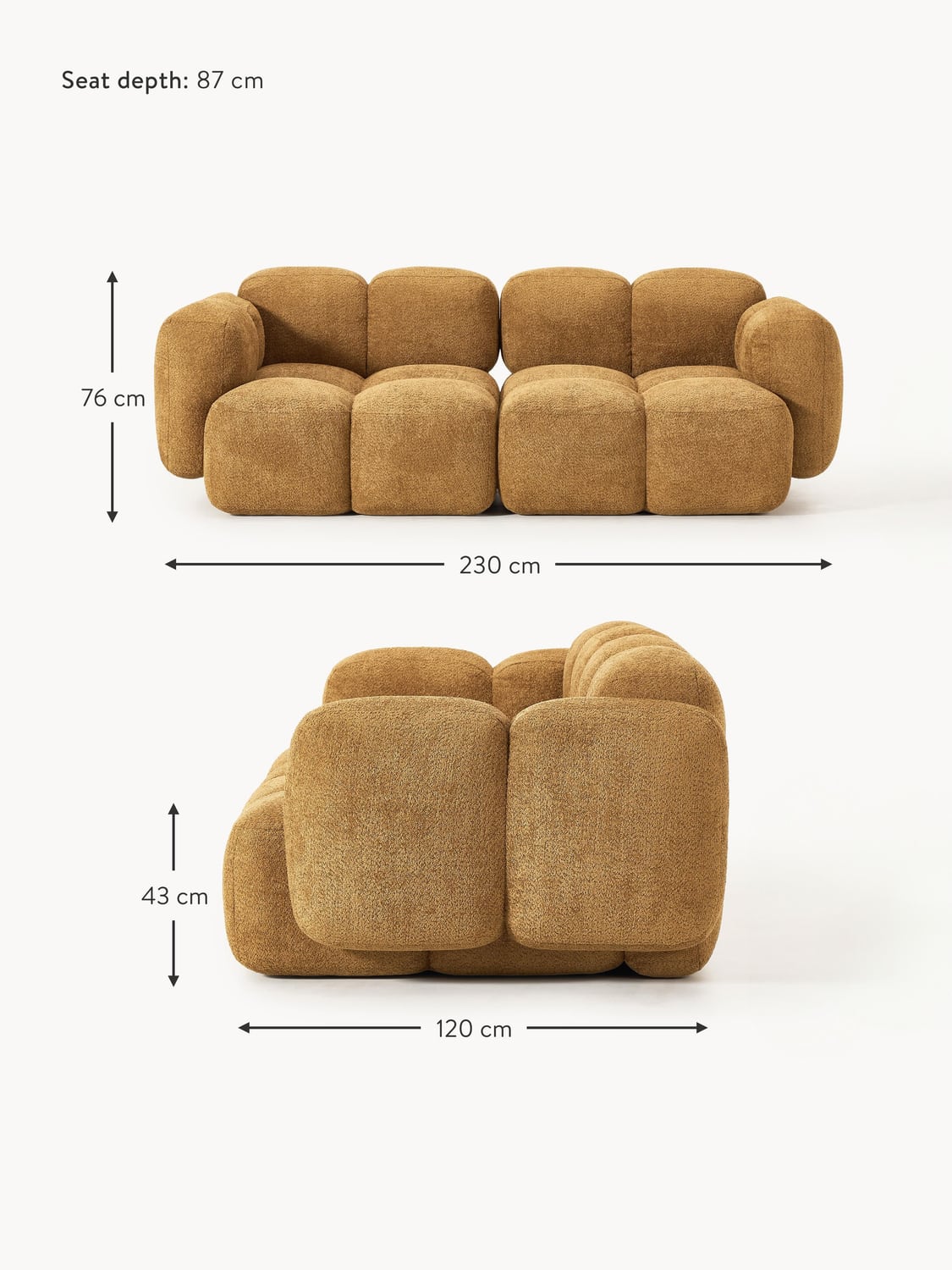 Valbrona Modular Teddy-Bouclé Sofa (2-seater)