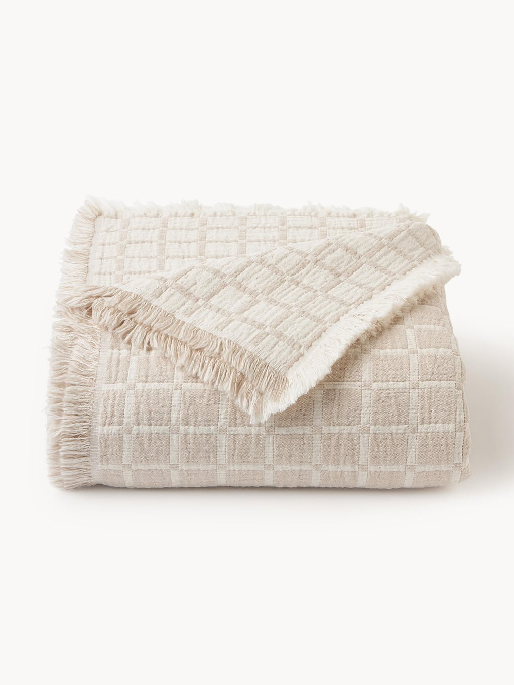 Vertemate Washed Muslin Bedspread with Fringes