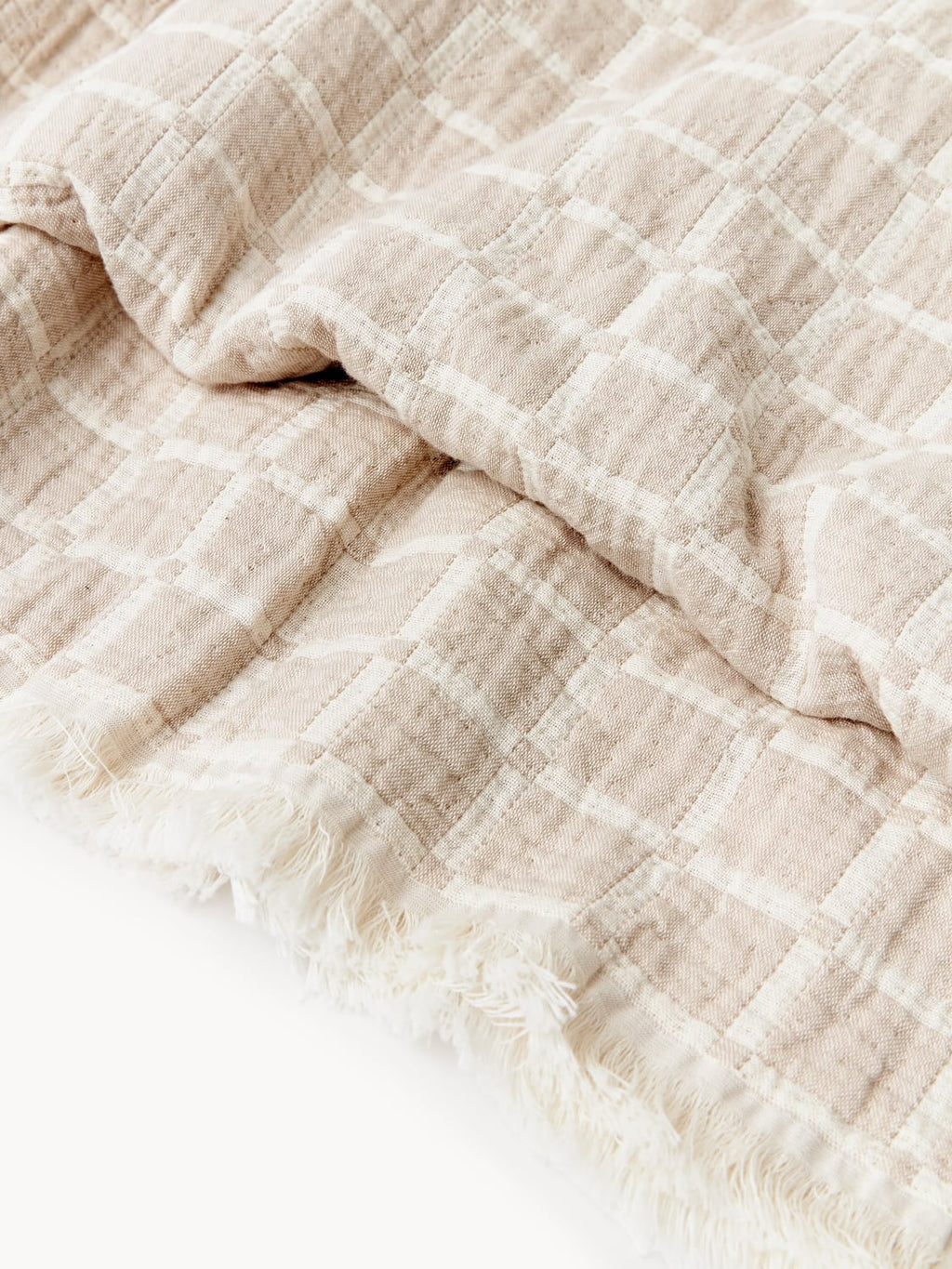Vertemate Washed Muslin Bedspread with Fringes