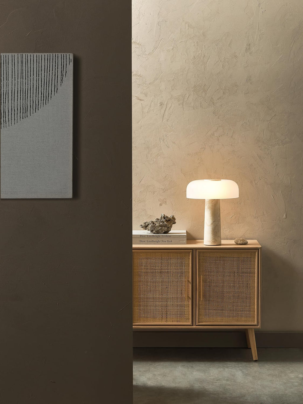 Varenna Table Lamp with Travertine Base