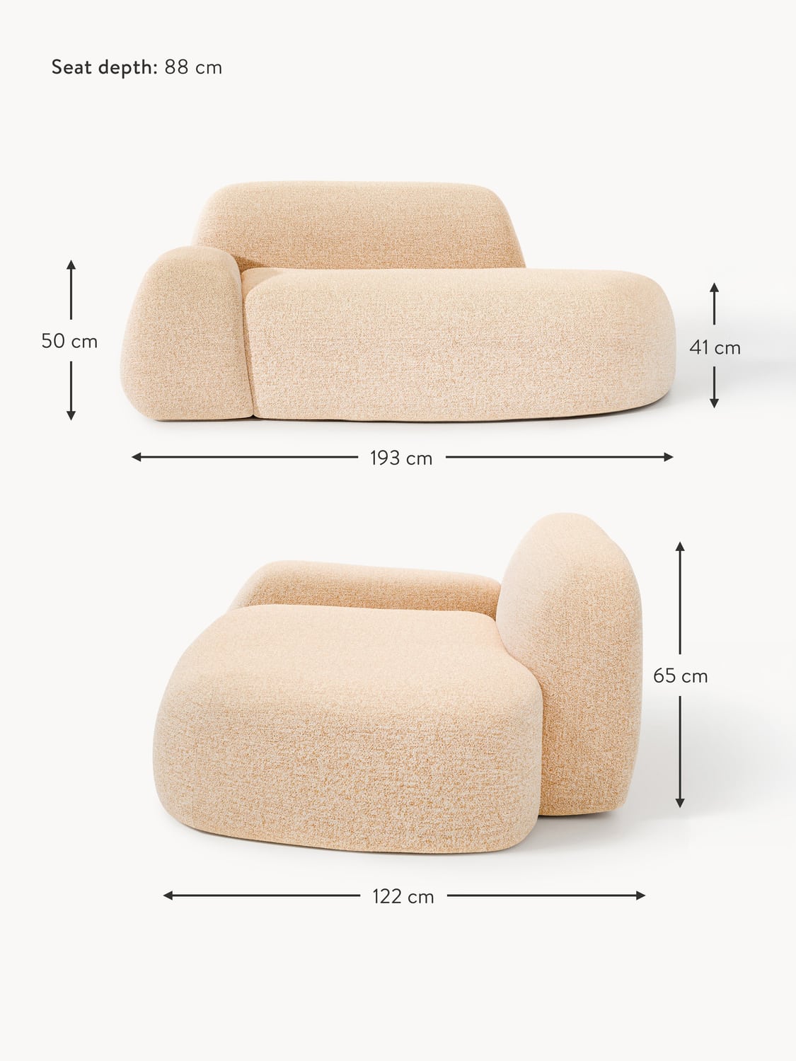 Bellara Bouclé Sofa (2-seater) with Chaise End