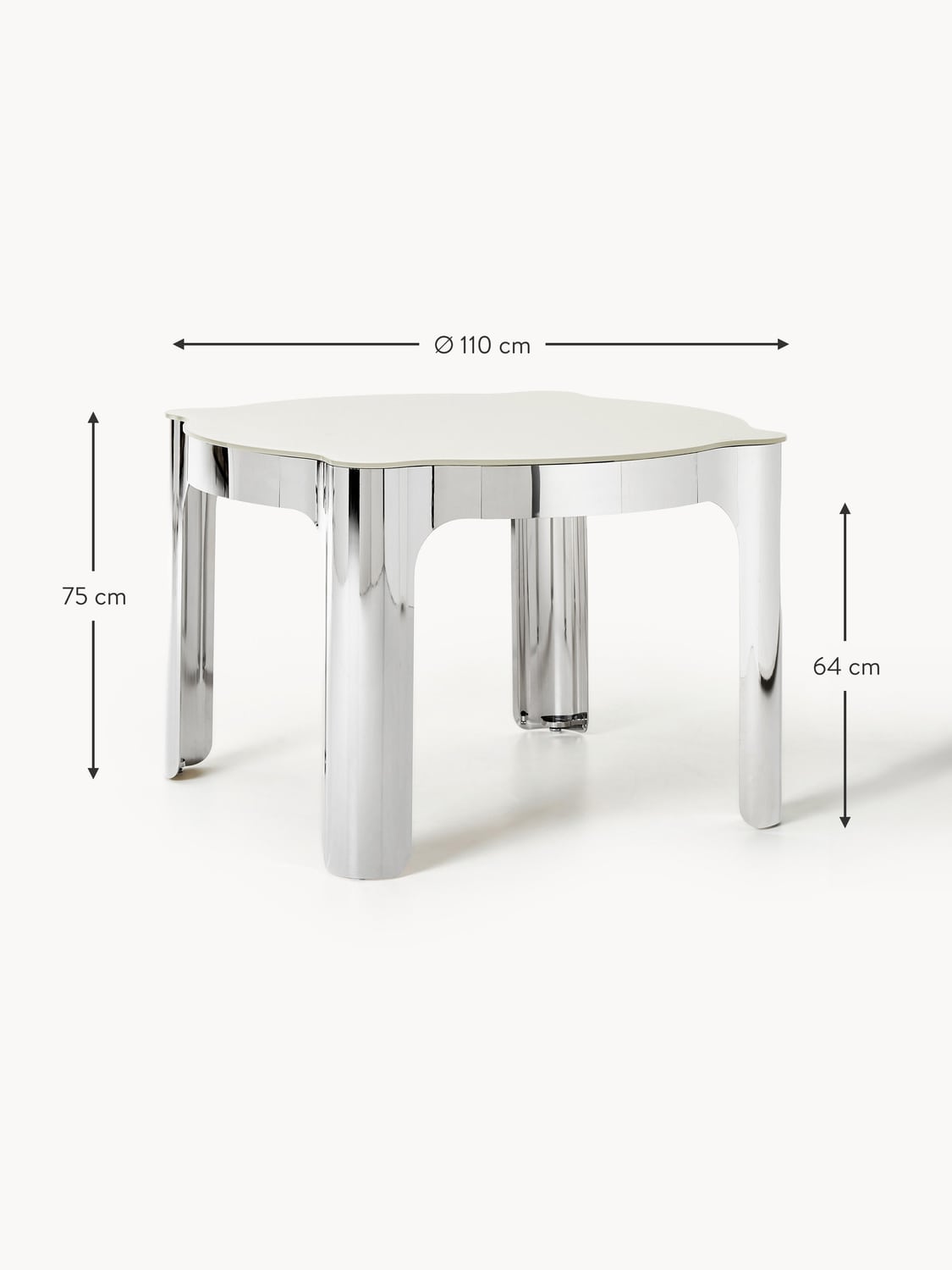 Mozzate Round Dining Table with Glass Top, Ø 110 cm