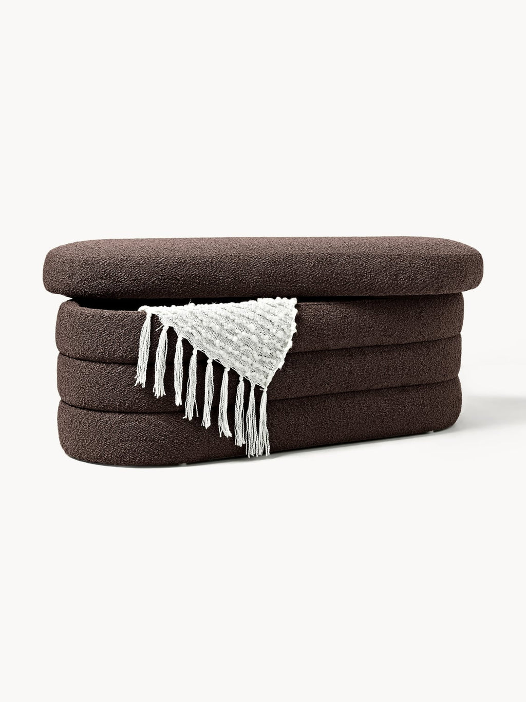 Alserio Bouclé Upholstered Bench with Storage Space