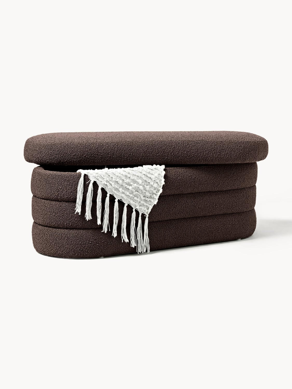 Alserio Bouclé Upholstered Bench with Storage Space