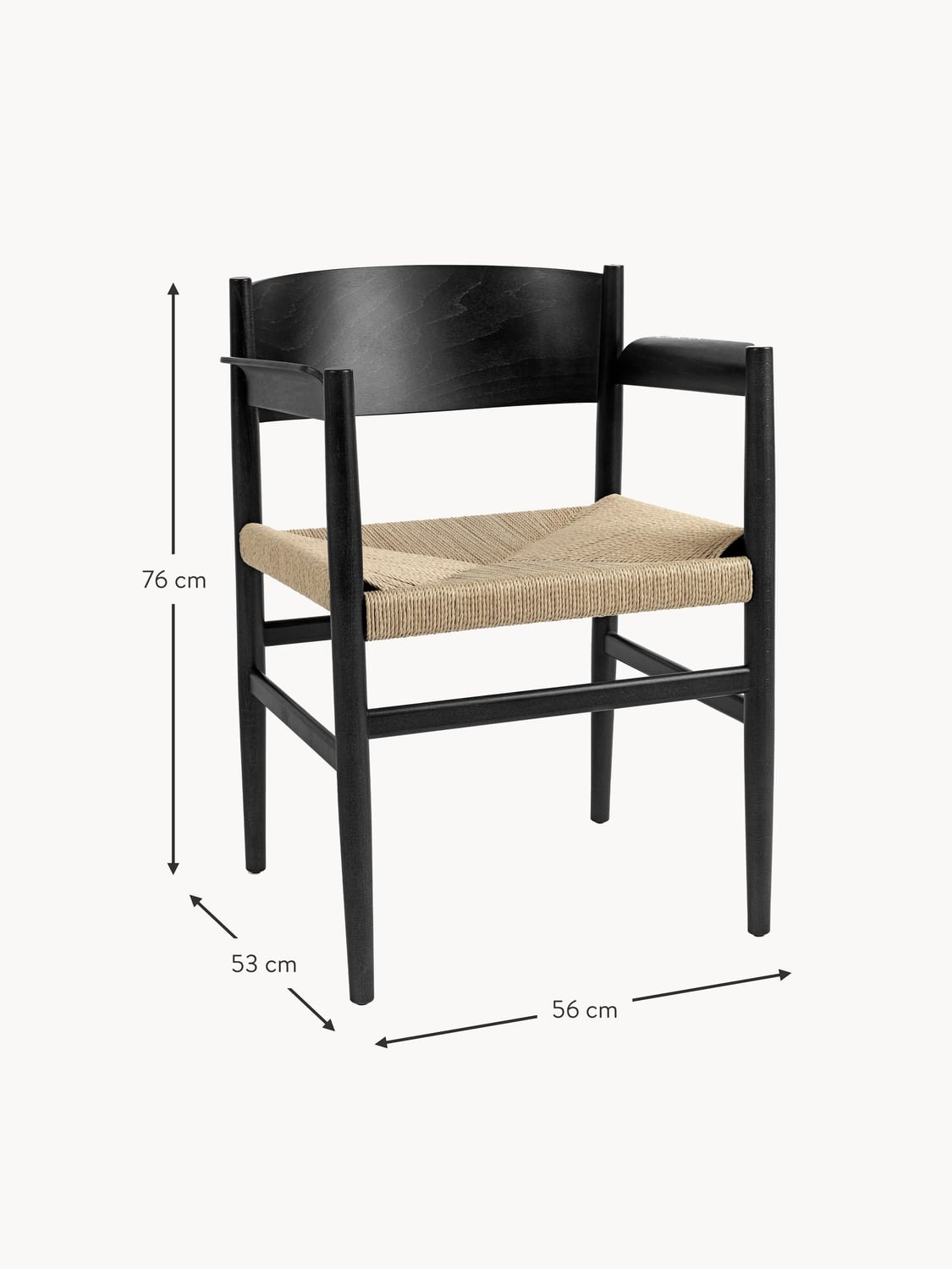 Esino Handmade Beech Wood Dining Chair with Woven Seat Surface