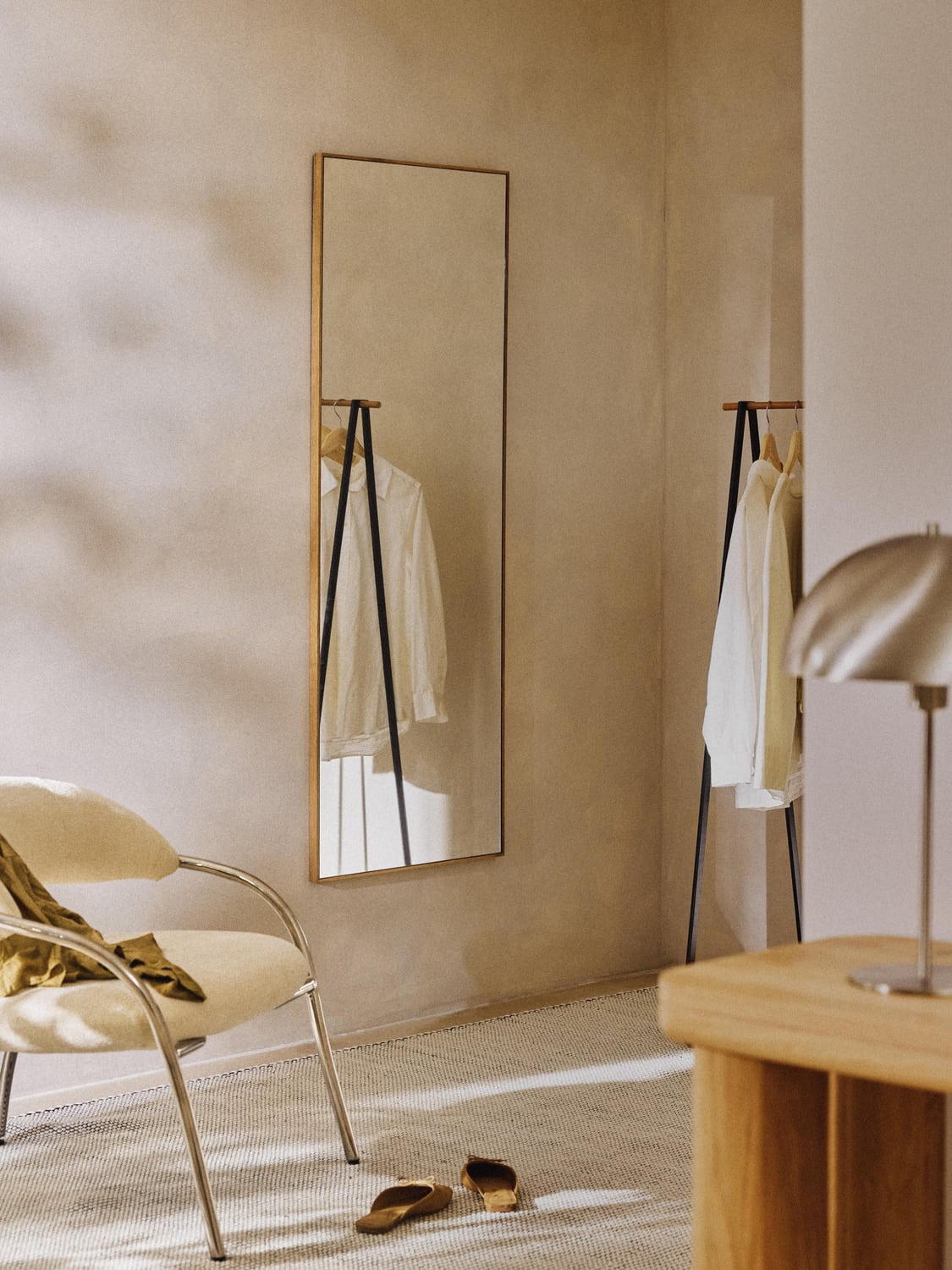 Orsenigo Full-Length Wall Mirror with Oak Wood Frame