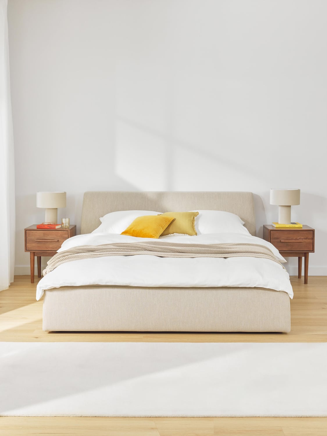 Rovello Upholstered Bed with Storage Space