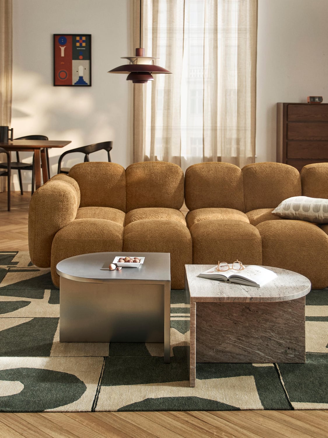 Mariano Oval Metal and Marble Coffee Tables (set of 2)