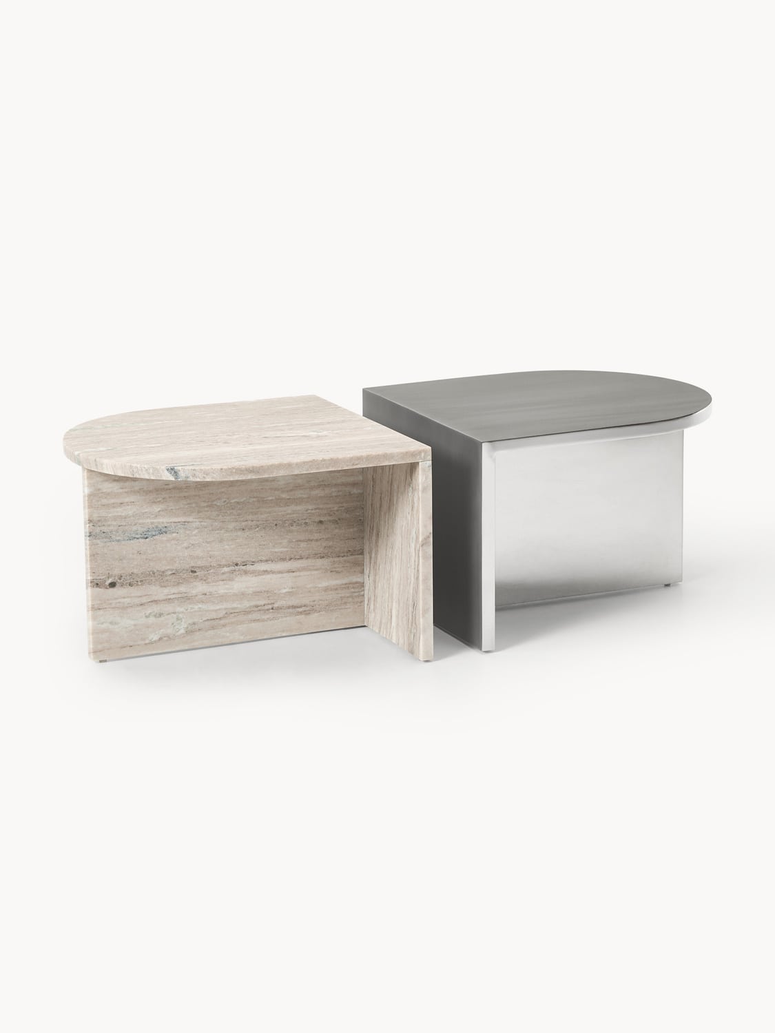 Mariano Oval Metal and Marble Coffee Tables (set of 2)