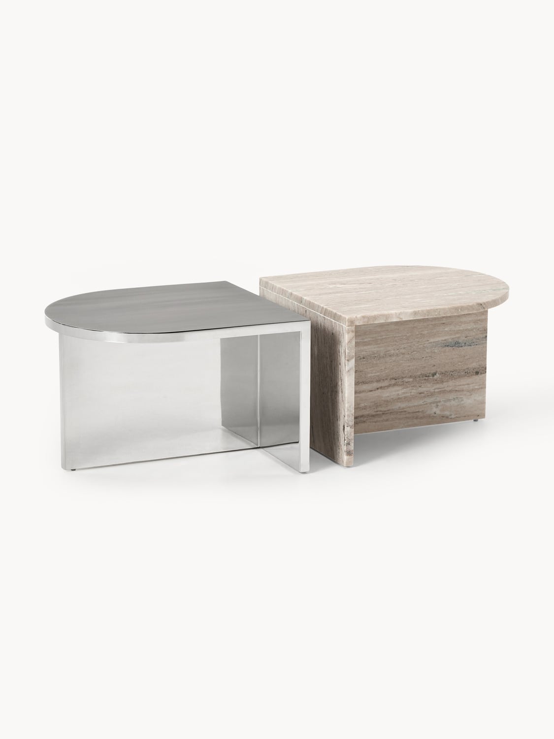 Mariano Oval Metal and Marble Coffee Tables (set of 2)