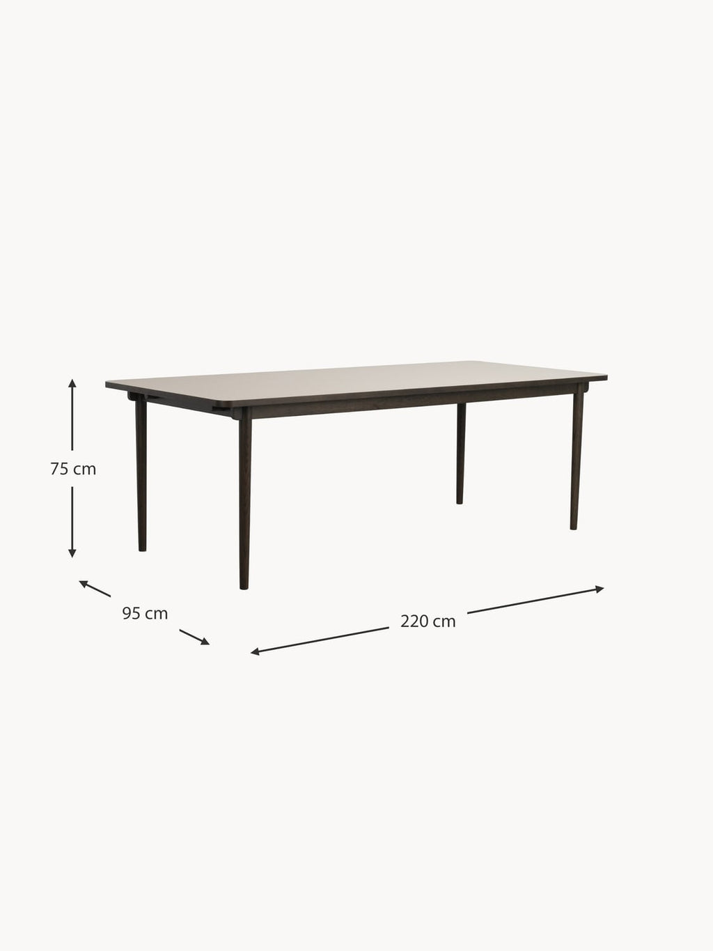 Corvara Extendable Oak Wood Dining Table, 220/265 x 95 cm