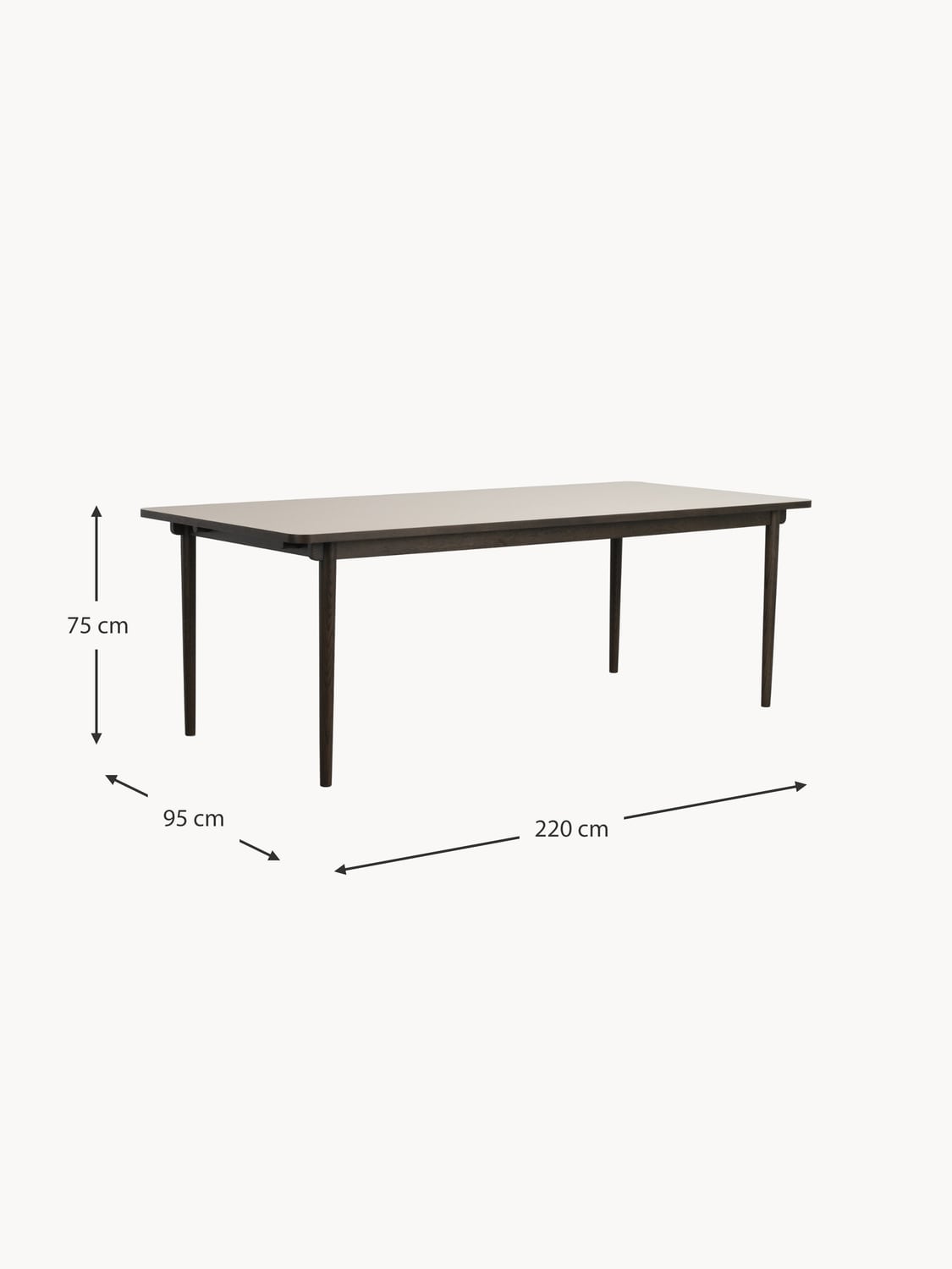 Corvara Extendable Oak Wood Dining Table, 220/265 x 95 cm