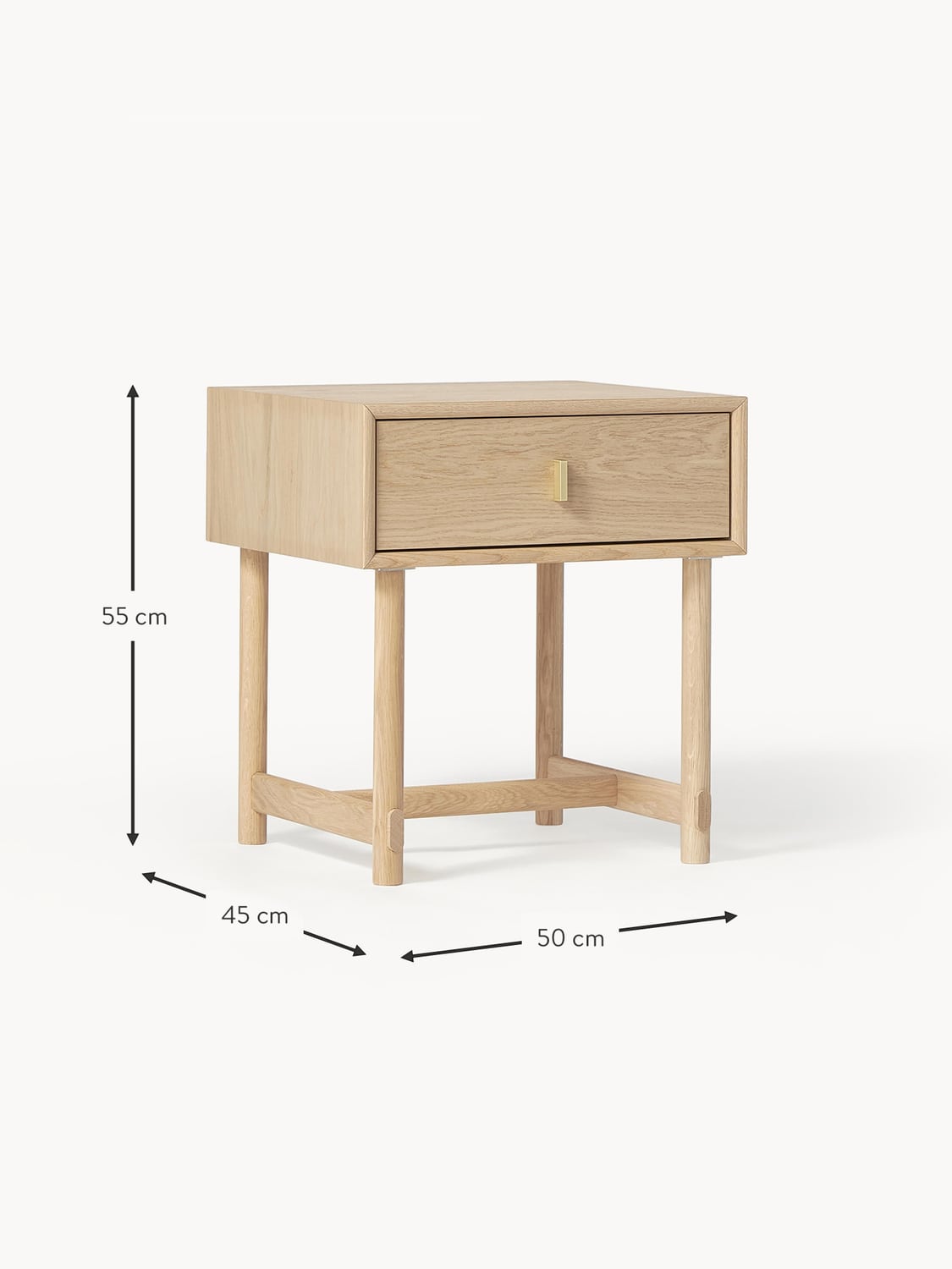 Esino Oak Wood Bedside Table with Drawer