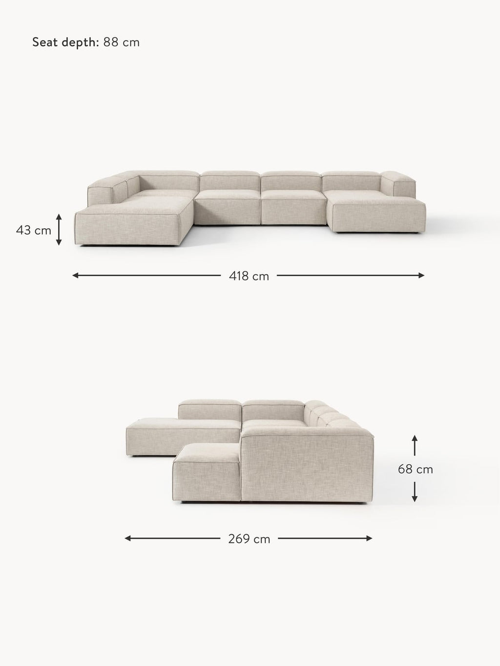 Tavordo XL Linen Blend Modular Sofa