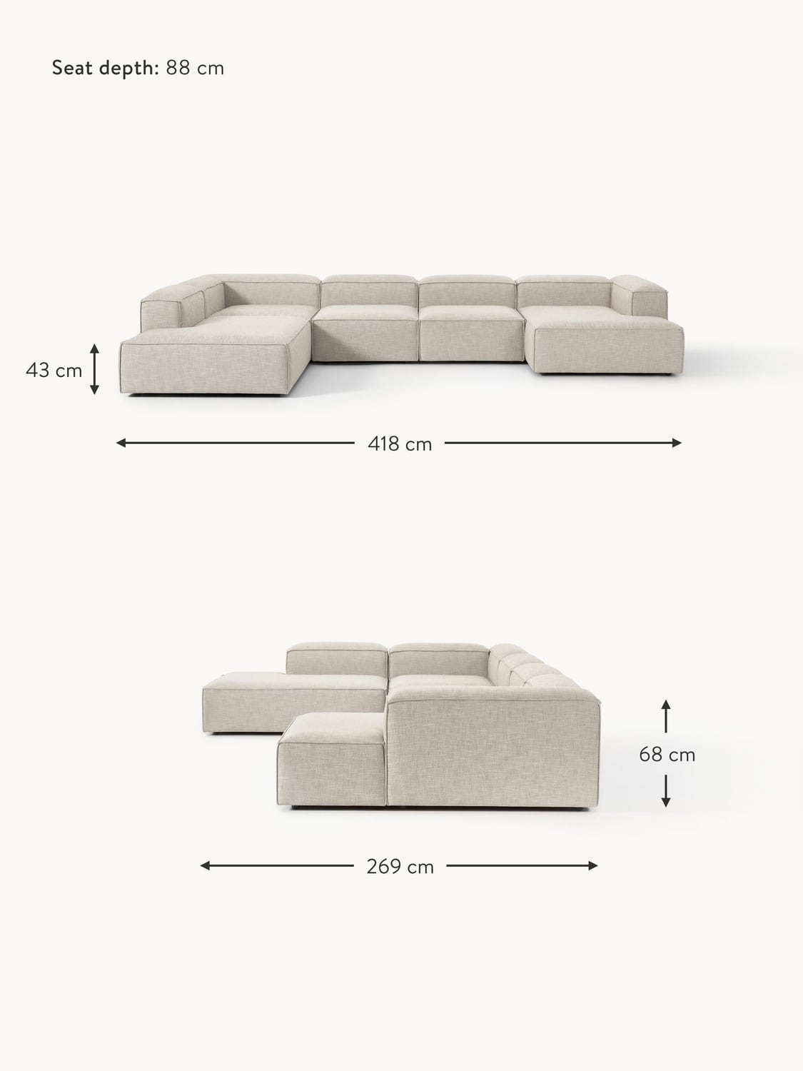 Tavordo XL Linen Blend Modular Sofa