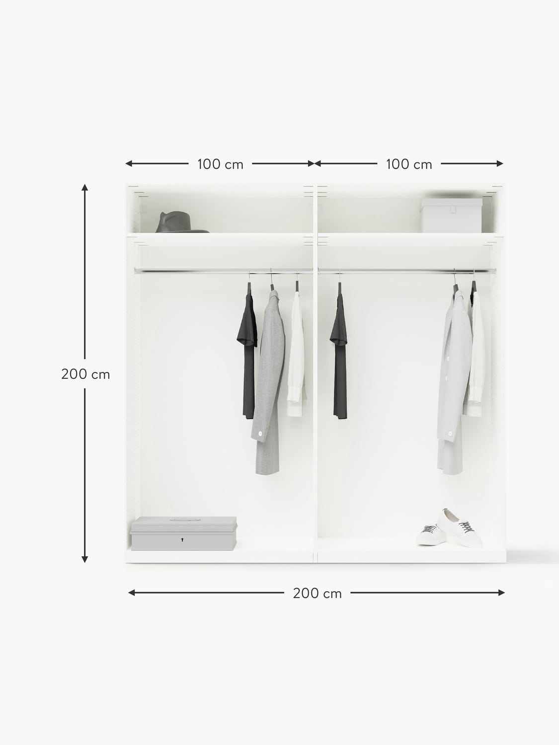 Tremosine Modular Hinged Door Wardrobe, 200 cm Wide — available in several sizes