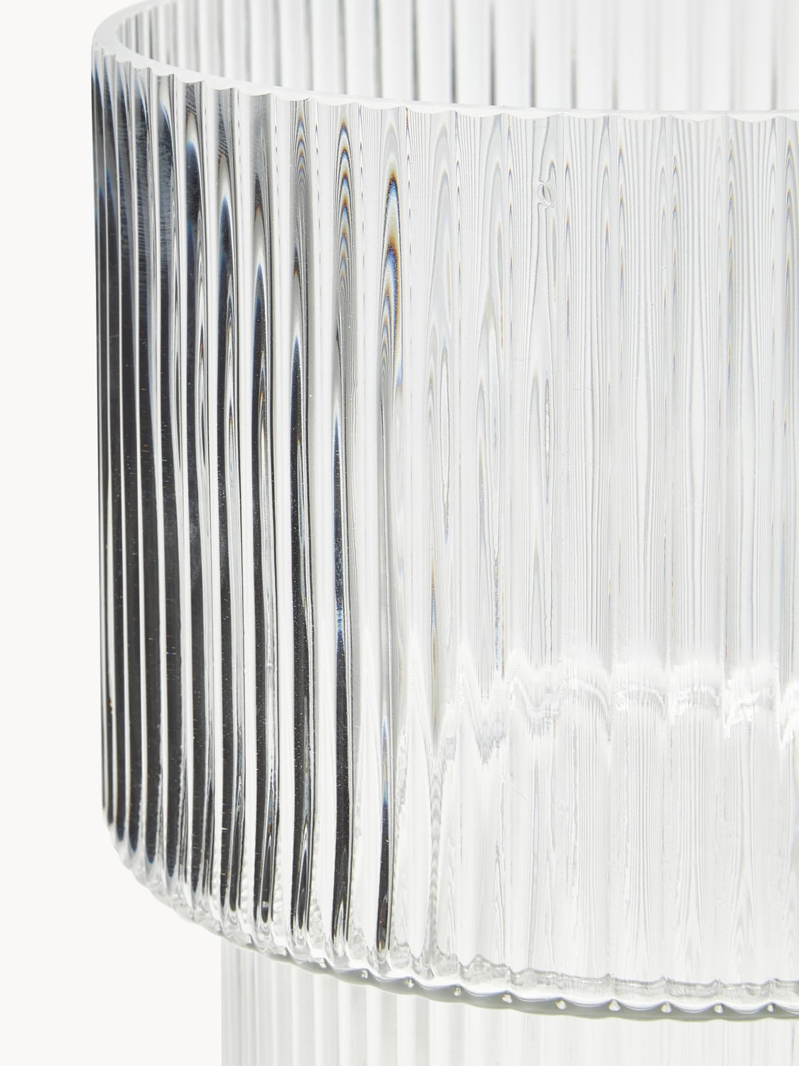 Cademario Glass Vase with Ribbed Surface, H 30 cm