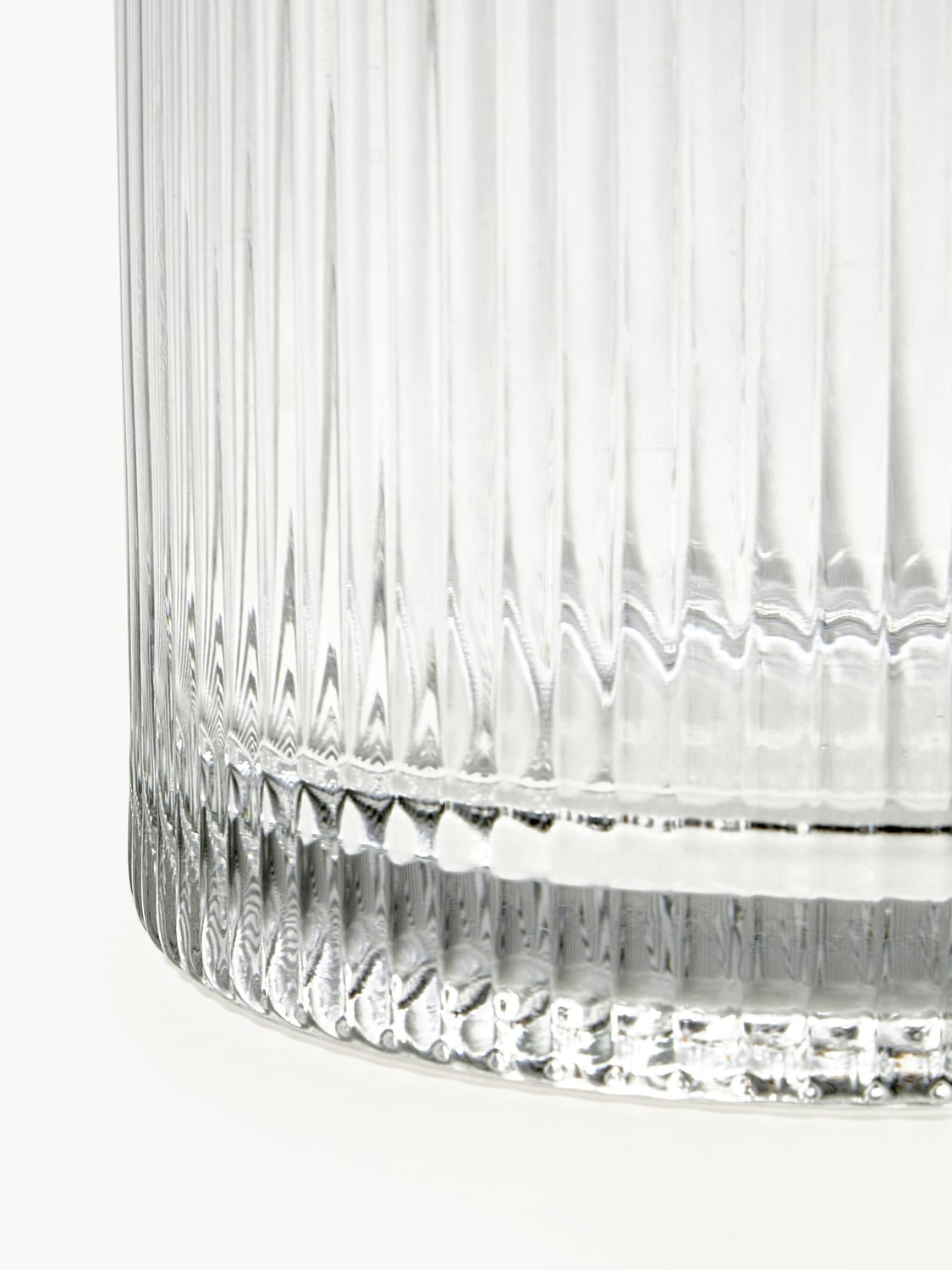 Cademario Glass Vase with Ribbed Surface, H 30 cm