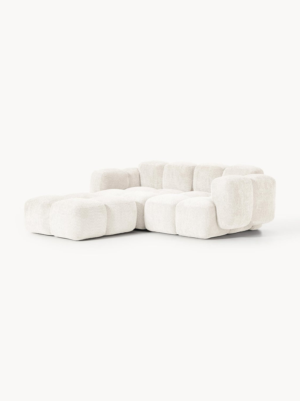 Valbrona Modular Teddy-Bouclé Sofa (2-seater) with Ottoman (left/right)