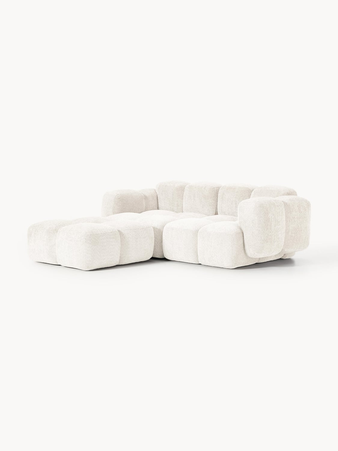 Valbrona Modular Teddy-Bouclé Sofa (2-seater) with Ottoman (left/right)