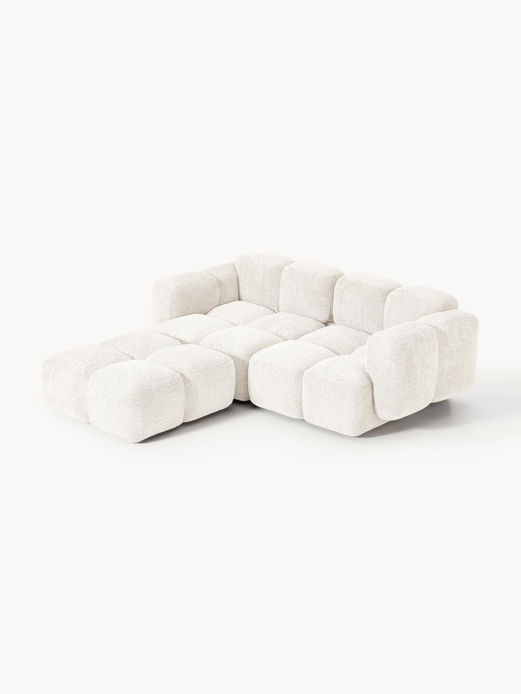 Valbrona Modular Teddy-Bouclé Sofa (2-seater) with Ottoman (left/right)