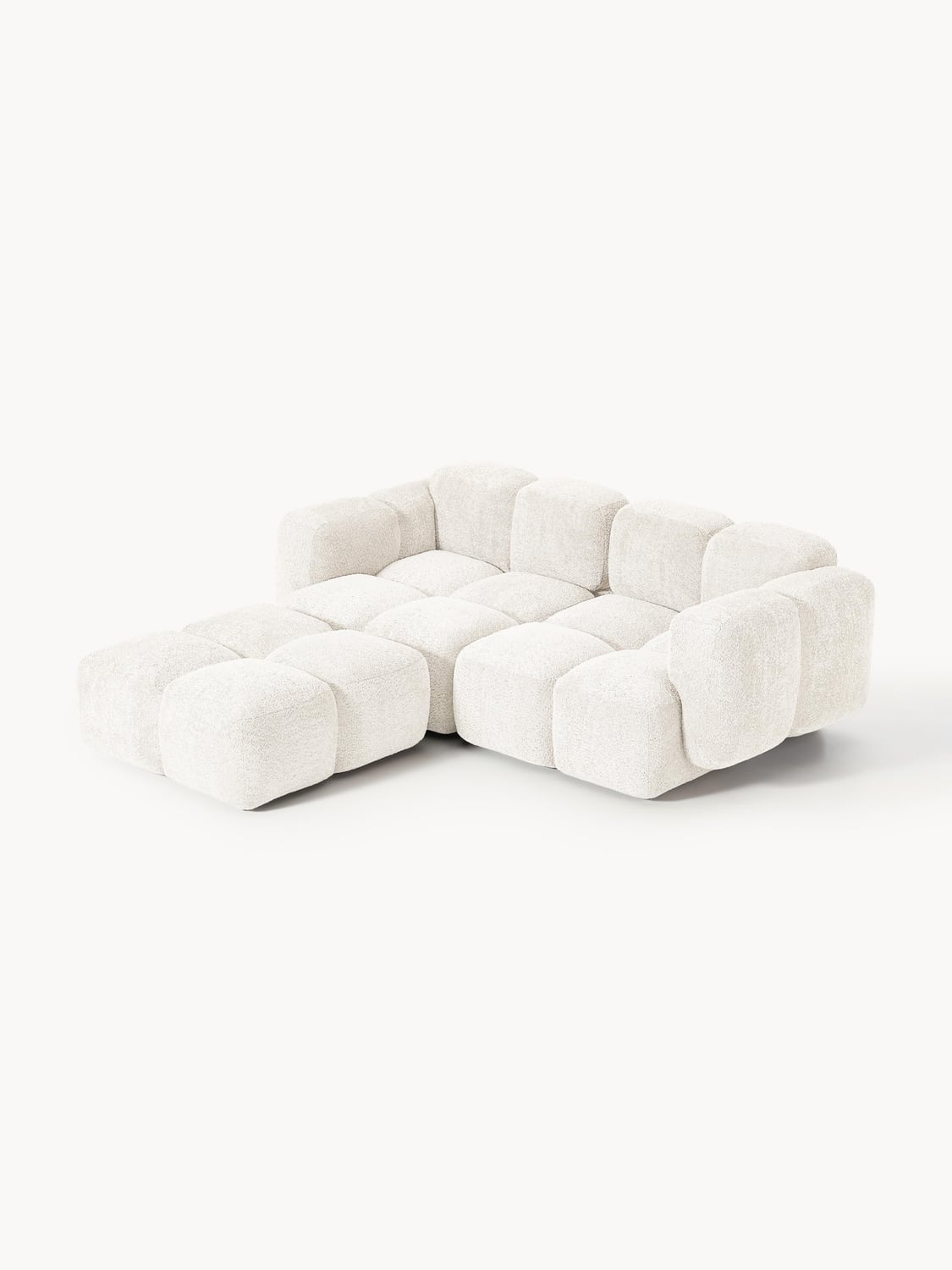 Valbrona Modular Teddy-Bouclé Sofa (2-seater) with Ottoman (left/right)